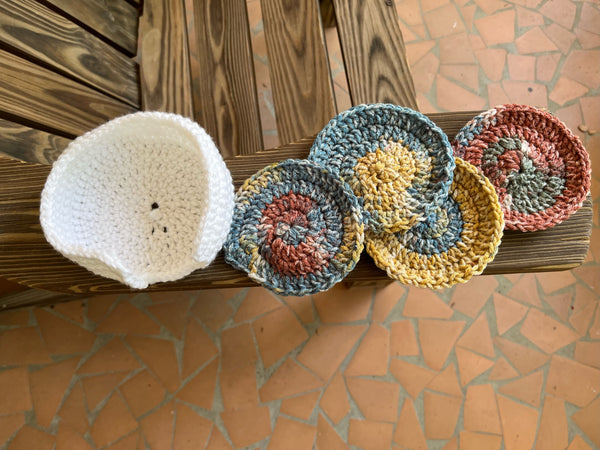 Crochet Coaster Set of 4 with Holder
