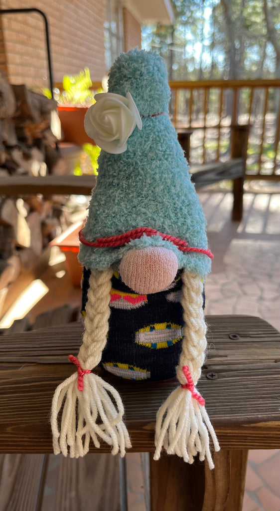 Standup Gnome with Blue Hat and Braids