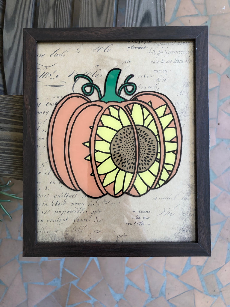 Pumpkin Sunflower Painted Frame