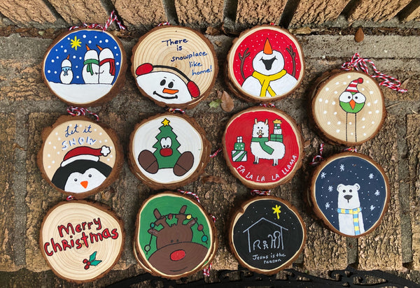 Christmas Hand Painted Wood Ornaments
