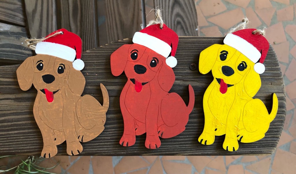 Santa Paws Dog Shaped Christmas Ornaments