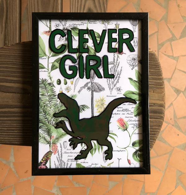 Dinosaur Clever Girl Painted Frame