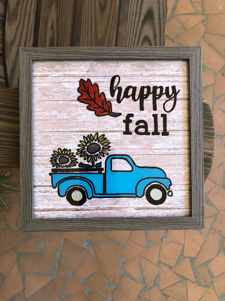 Happy Fall Truck Painted Frame