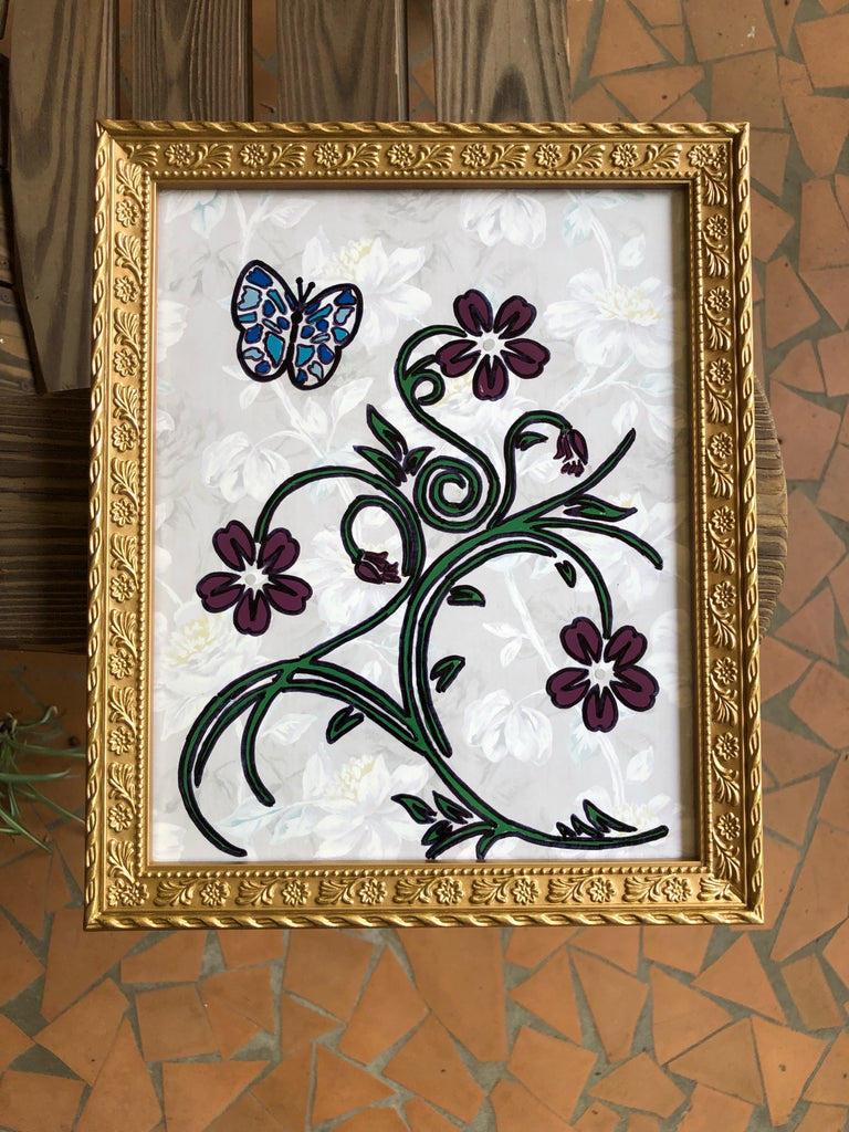 Floral Pattern Painted Frame