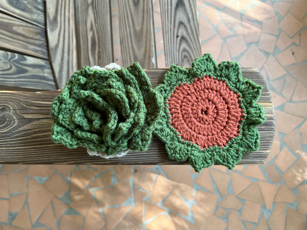 succulent coaster set crochet Crochet Succulent Coaster Set with Holder – Blue River Creations LLC