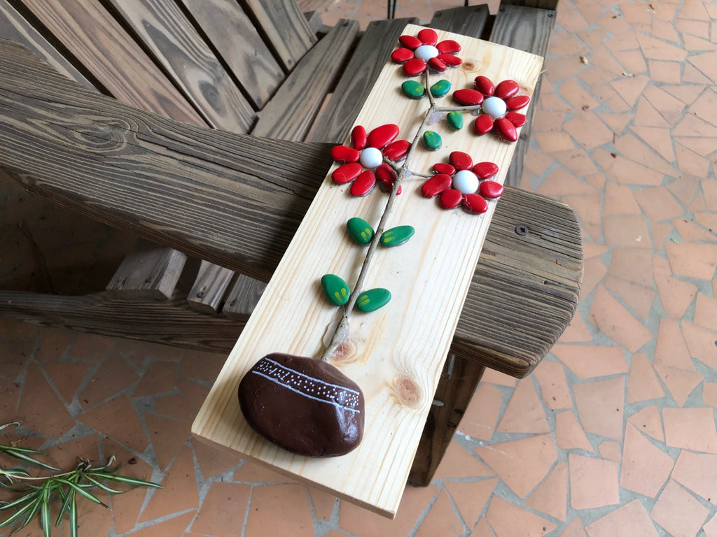 Painted Red Rock Flower Pot