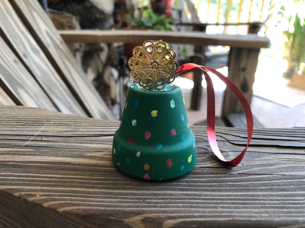 Christmas Tree Hand Painted Ornament Pot