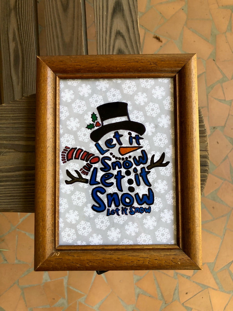 Let It Snow Snowman Painted Frame