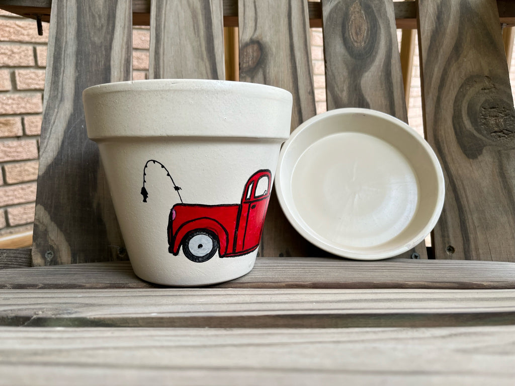 Gone Fishin’ Painted Pot