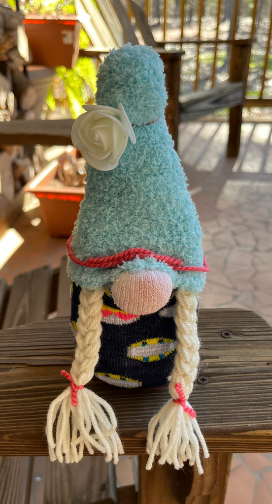 Standup Gnome with Blue Hat and Braids