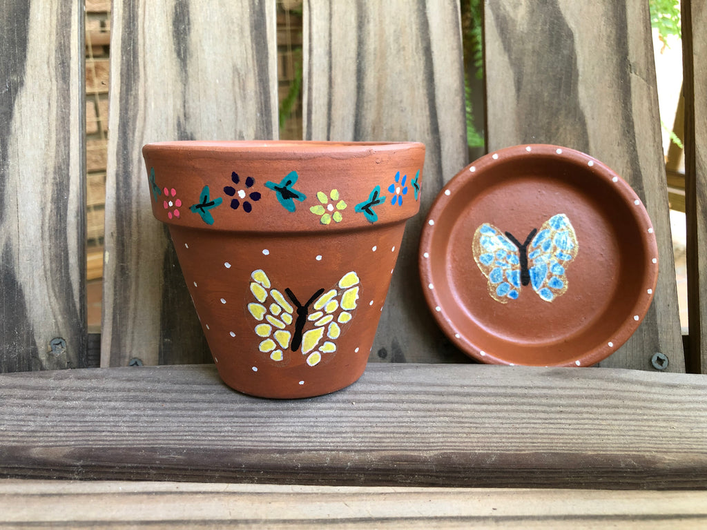 Butterfly Painted Pot