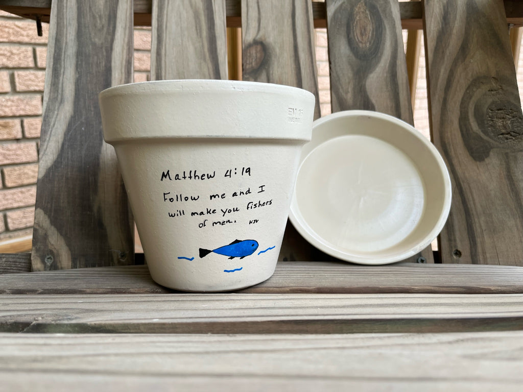 Gone Fishin’ Painted Pot