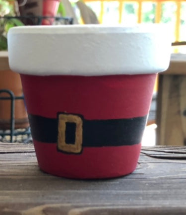 Santa Claus Christmas Small Hand Painted Pot