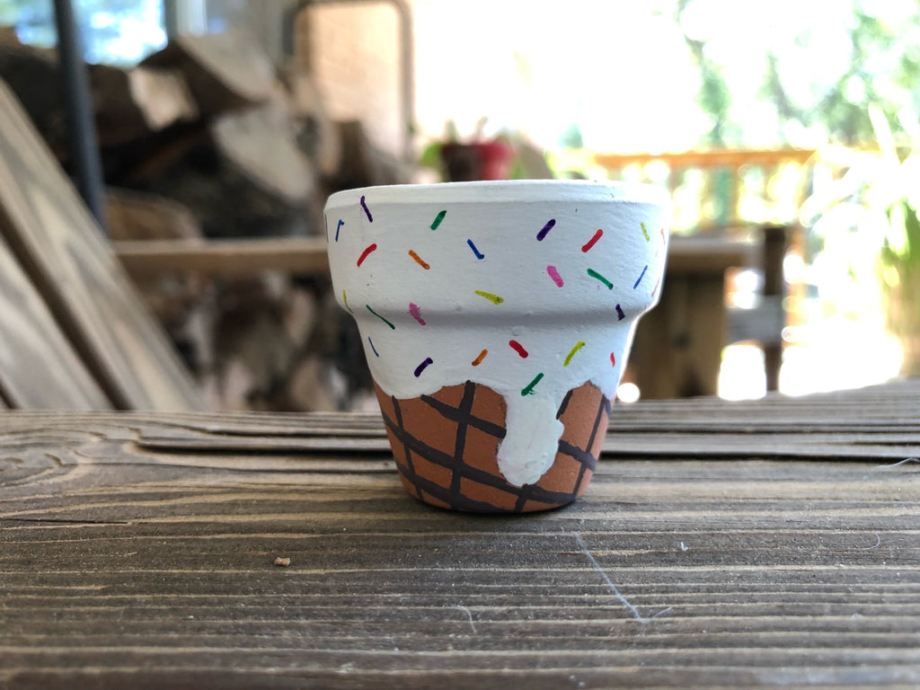 Small Ice Cream Cone Hand Painted Pot