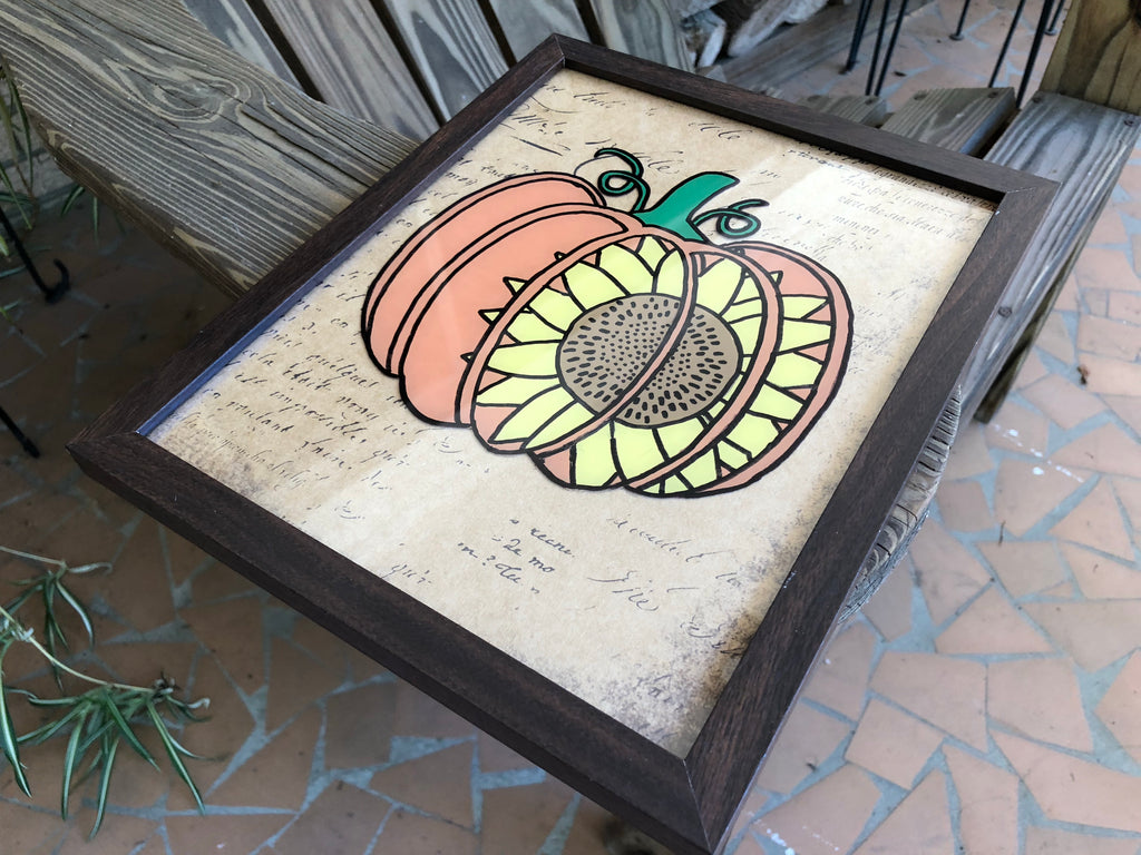 Pumpkin Sunflower Painted Frame