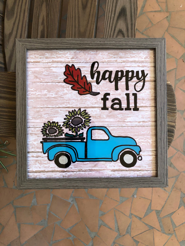 Happy Fall Truck Painted Frame