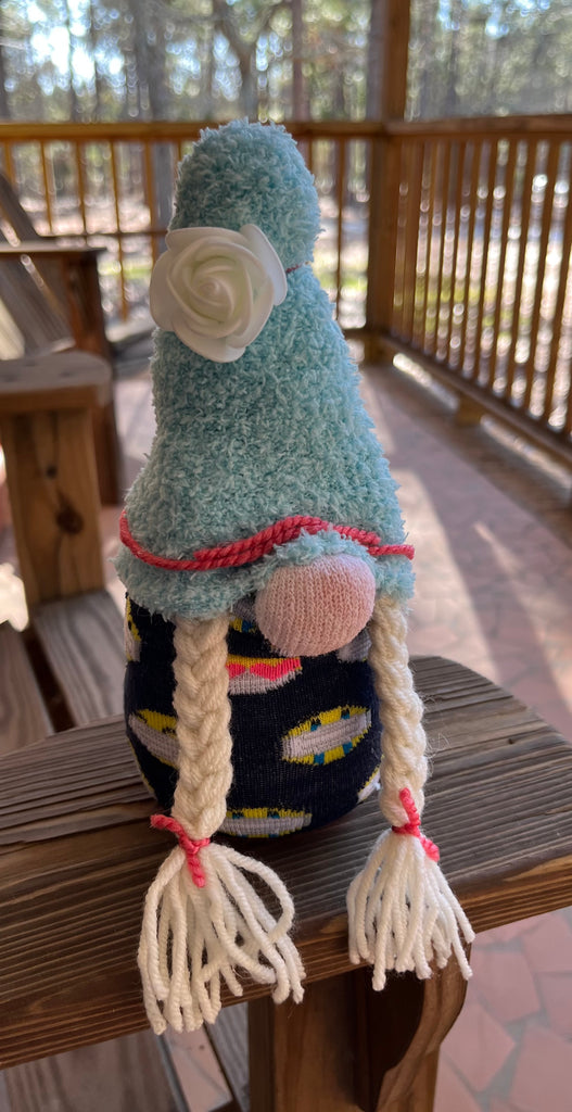 Standup Gnome with Blue Hat and Braids