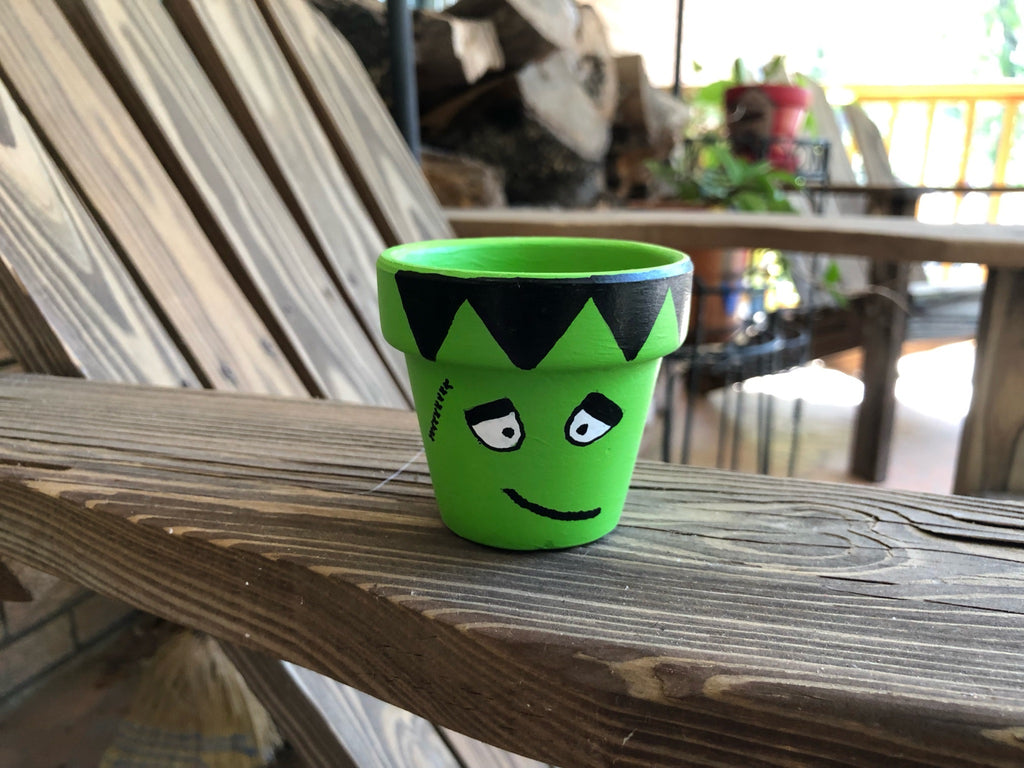 Frankenstein Halloween Small Hand Painted Pot