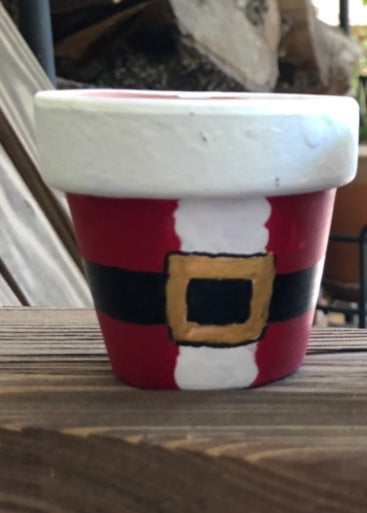 Santa Claus Christmas Small Hand Painted Pot