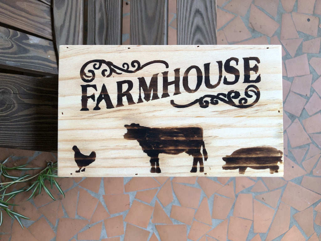 Farmhouse Wood Burned Sign