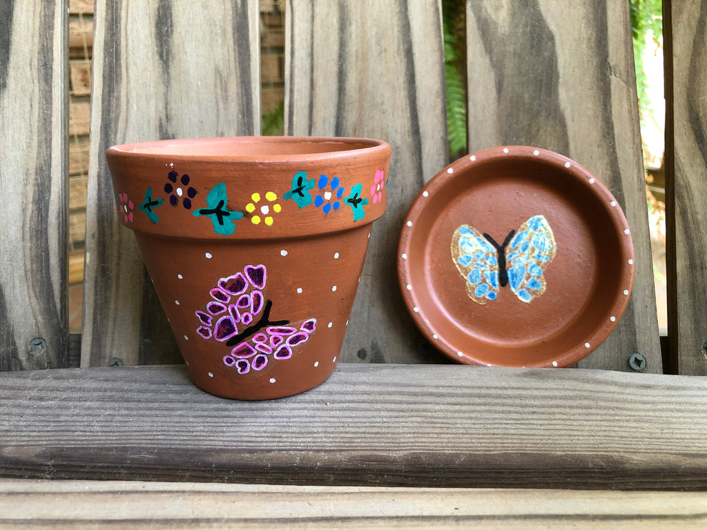 Butterfly Painted Pot