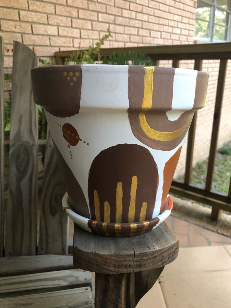 Boho Design Hand Painted Pot