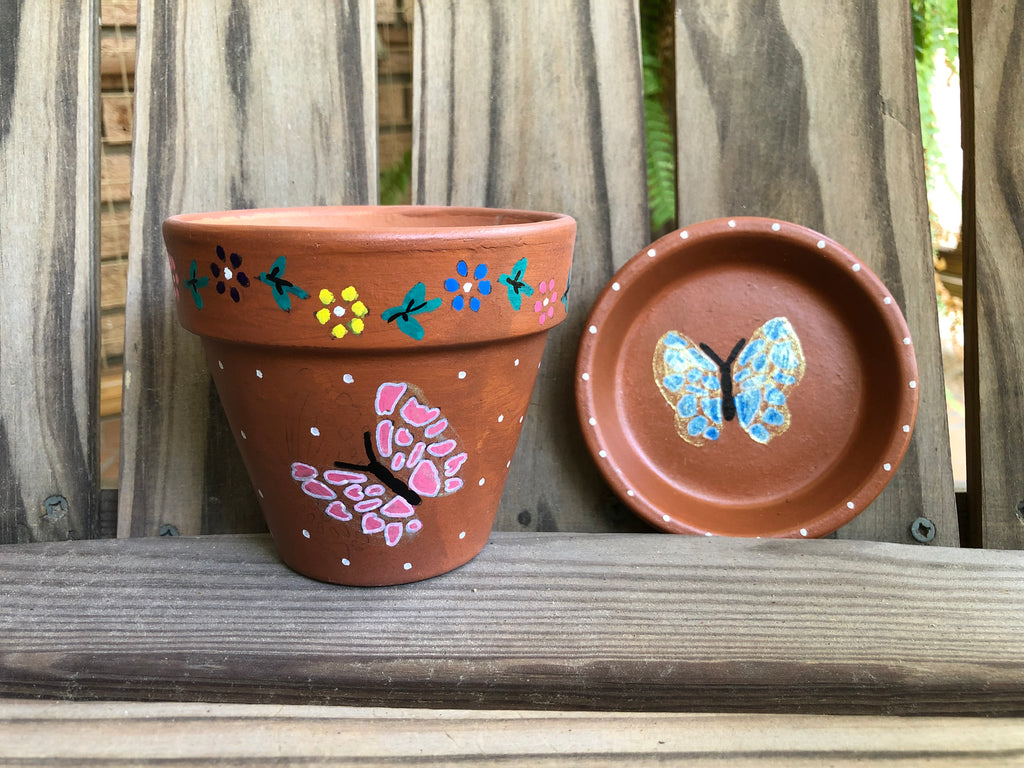 Butterfly Painted Pot