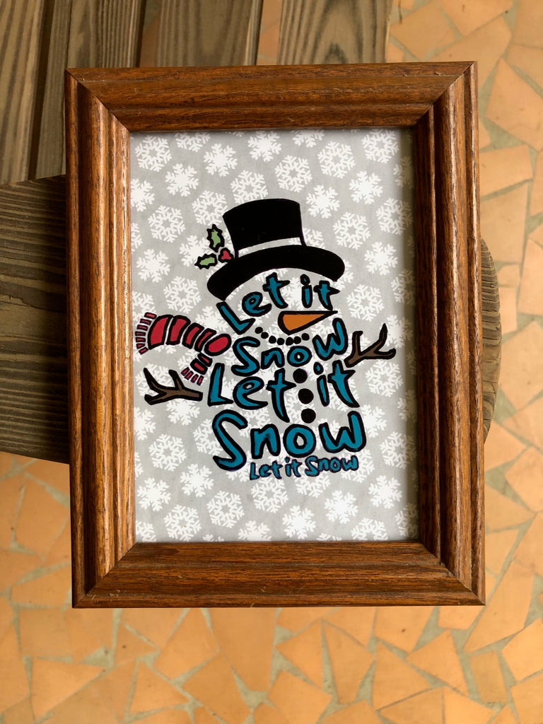 Let It Snow Snowman Painted Frame